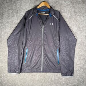 Under Armour Mens XL Run Camo Windbreaker Jacket Gray Full Zip Lightweight XL/TG